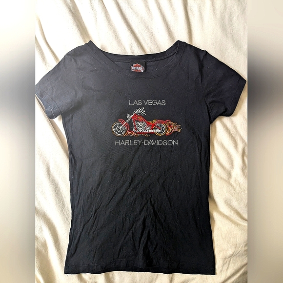 Harley-Davidson 2008 Las Vegas Nevada official tshirt rhinestones bling black - Picture 2 of 8
